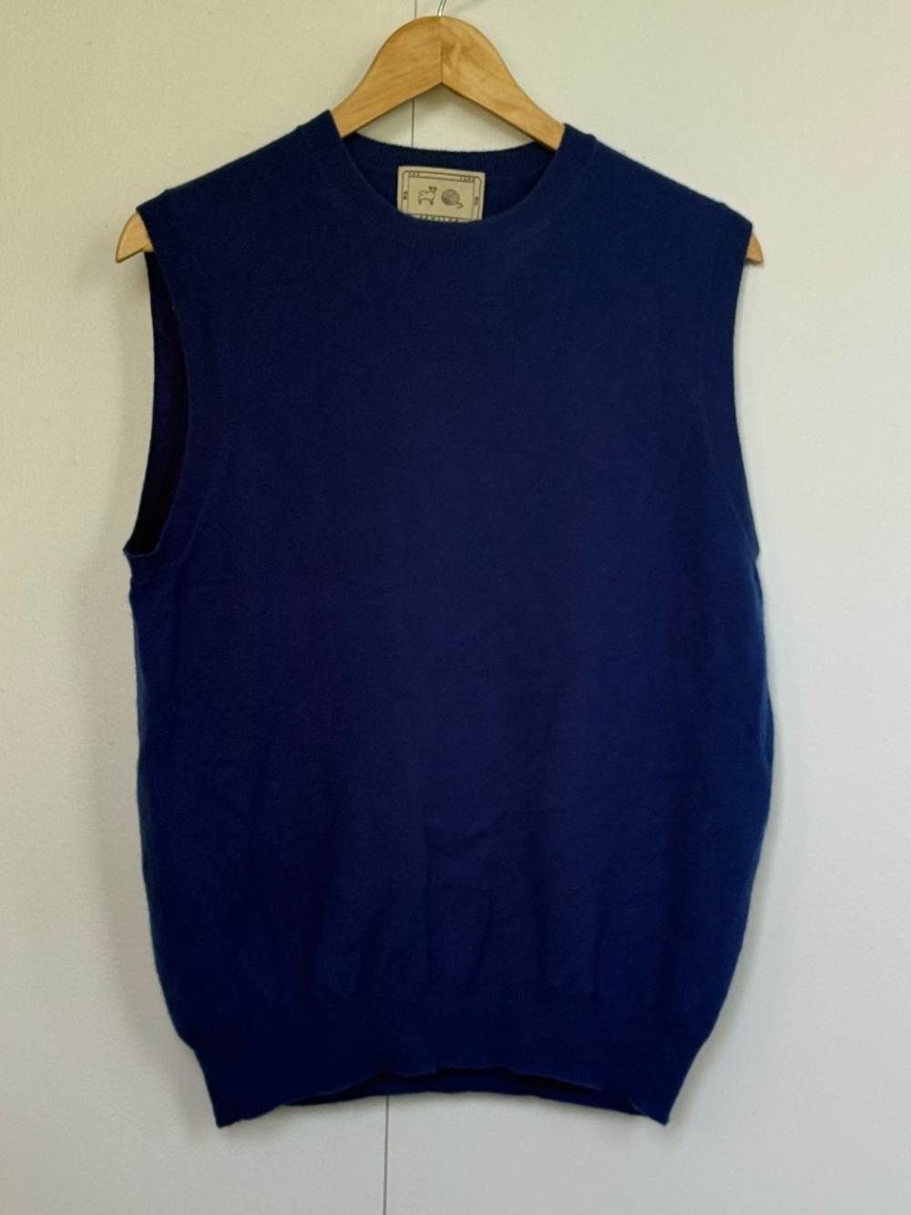 Demylee New York Cashmere Cobalt Blue Sleeveless Crewneck Knit Sweater Vest